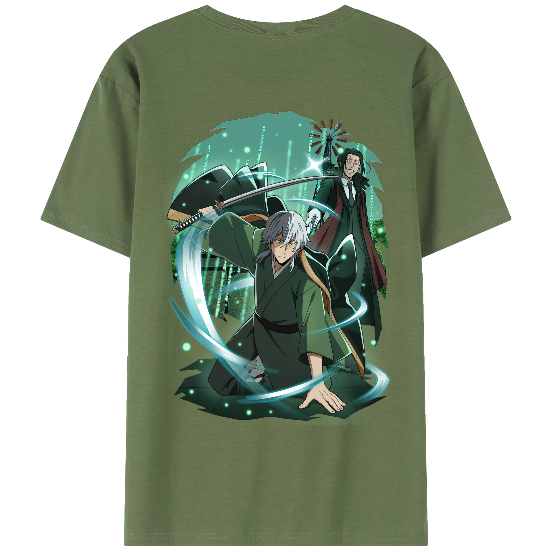 （画像用） 文豪ストレイドッグス Bungo Stray Dogs 綿100％ メンズ半袖Tシャツ（バックプリント） 通気性